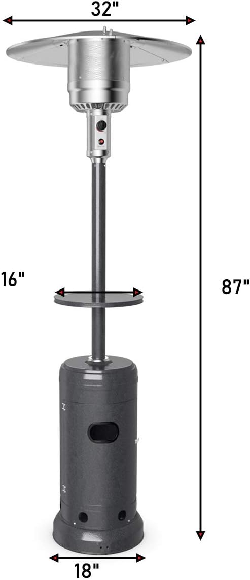 Tangkula 50,000 BTU Propane Patio Heater with Wheels, Outdoor Heaters for Patio with Shelf Tabletop, Stainless Steel Burner, Auto Shut Off & Tip-Over Protection, Portable Patio Heaters for Outdoor Use