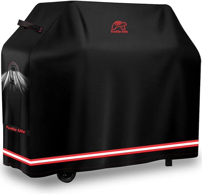 Turtle Life BBQ Grill Cover, 72 Inch Heavy Duty Waterproof 4-6 Burner Barbecue Gas Grill Covers for Weber Genesis Char-Broil Deluxe, Black