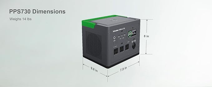 Schneider OffGrid Portable Power Station 738W / 728Wh Portable Solar Generator for Camping or Home, PPS730, Wireless phone charger, solar generator options