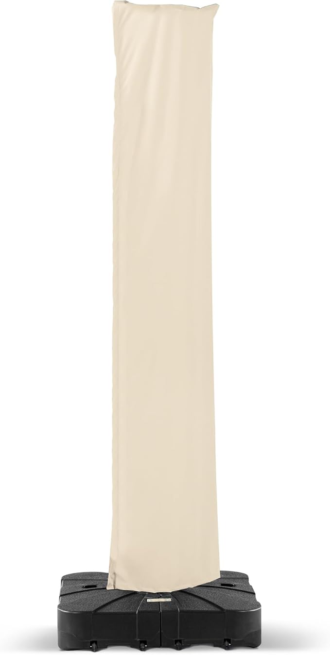 Patio Cantilever Umbrella Cover Outdoor Offset umbrellas Covers with Zipper and Rod UV Resistant Waterproof for Pool Deck Garden, Beige