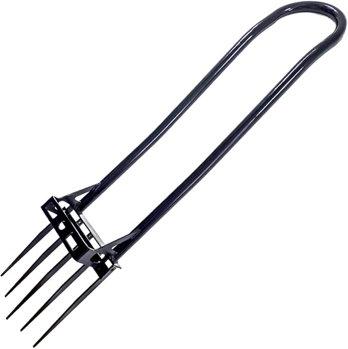 5 Tines Heavy Duty Pitch Fork for Gardening Spading Digging Fork Garden Forged Steel 46“ Long Handled Garden Tool Claw Weeder