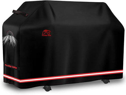 Turtle Life BBQ Grill Cover, 76-83 Inch Adjustable Heavy Duty Waterproof 6 or More Burner Barbecue Gas Grill Covers for Weber Summit Series Royal Gourmet MG Series, Black