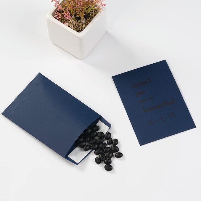 100 Pack Seed Envelopes Self-Adhesive Small Coin Envelopes Seed Storage Packets for Garden, Office or Wedding Gift (Navy Blue, 3 1/4 ×4 1/2 inches)