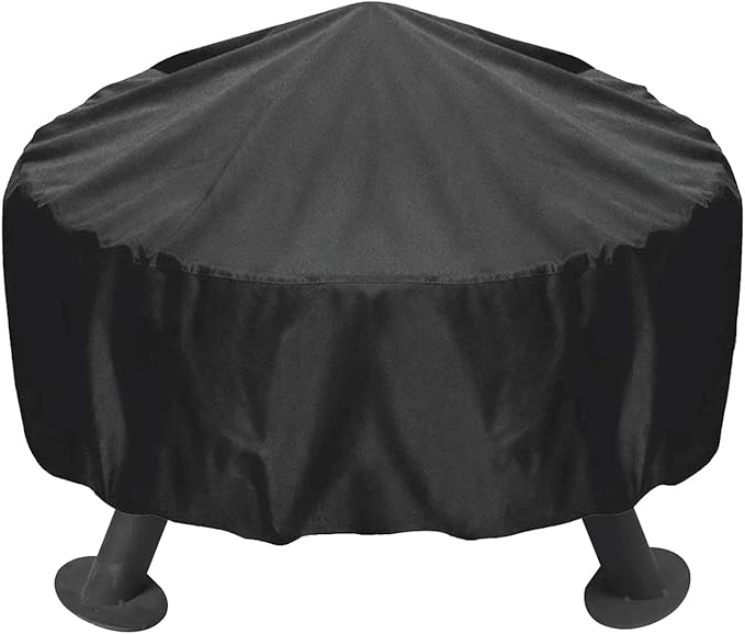 Bettermade Fire Pit Cover Round for Fire Pit 32 Inch, Waterproof Outdoor Fire Pit Cover with Polyster and PVC Coating, 32.5 Dia x 16.7 H, Black