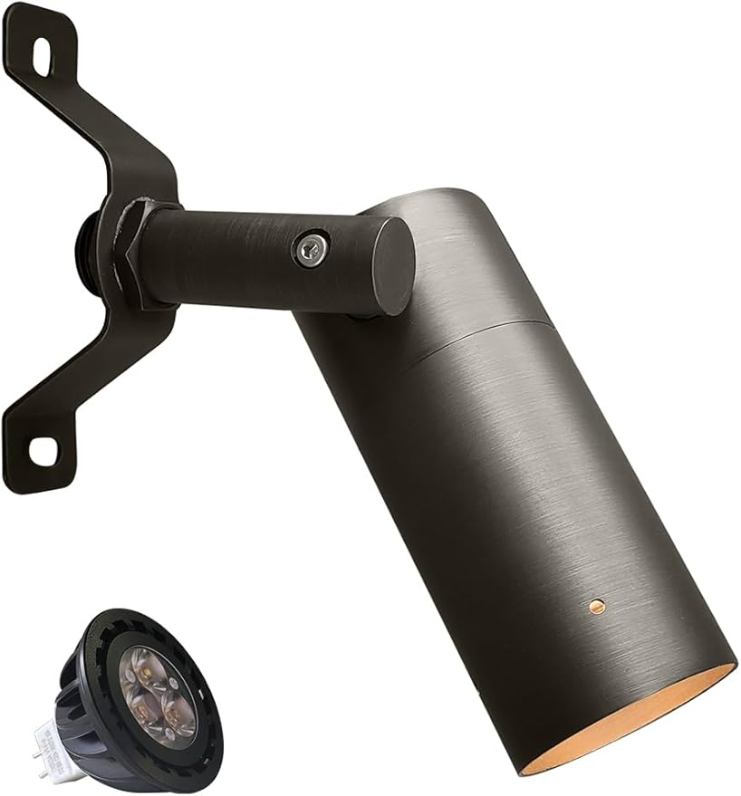 MALORY Low Voltage Landscape Spot Down Light, Brass Landscape Lighting Christmas Tree Down Light Led Downlights Outdoor Wall Mounted Light for Yard, Garden, Lawn,Patio with MR16 Bulb (1 Pack)