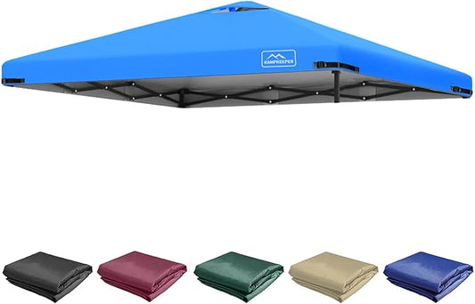 KAMPKEEPER Replacement Top Pop Up Canopy Tent Cover Roof with Air Vent and Adjustable Elastic Strap, Polyester UV Waterproof for Outdoor Garden Patio Sun Shade(Top Only) (Light Blue, 10x10FT)