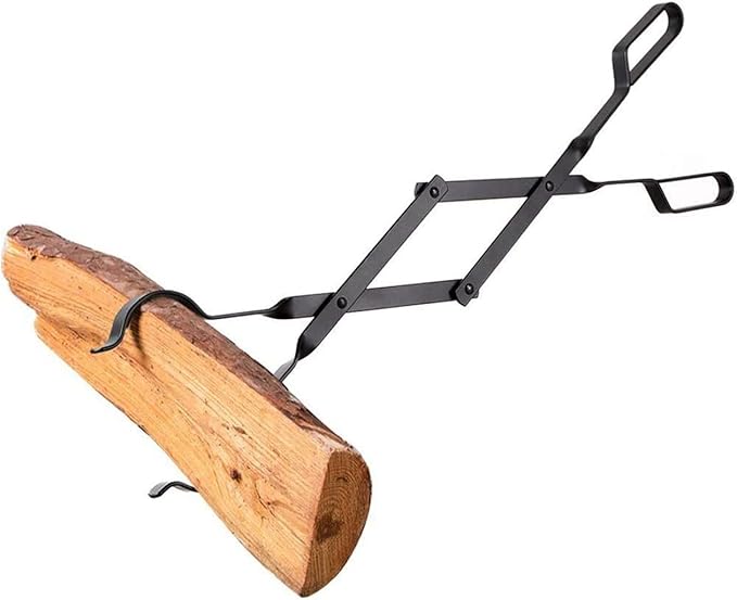 Bettermade Fireplace Tongs, 26" Log Grabber for Outside, Heavy Duty Wrought Iron Firewood Tongs, Outdoor/Indoor Fire Pit Tools for Campfire Bonfire, Stove Fire Pit Accessories