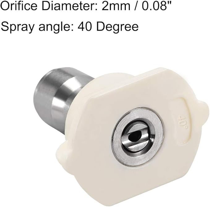 uxcell Pressure Washer Spray Nozzle Tips, 1/4" Stainless Steel, 2 Pcs (40 Degree, 2mm Orifice Diameter)