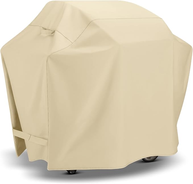 SunPatio 64 Inch Outdoor Waterproof BBQ Gas Cover, Heavy Duty Propane Grill Protector, All Weather Protection, Compatible for Weber Char-Broil Kenmore Nexgrill Grills and More, Beige