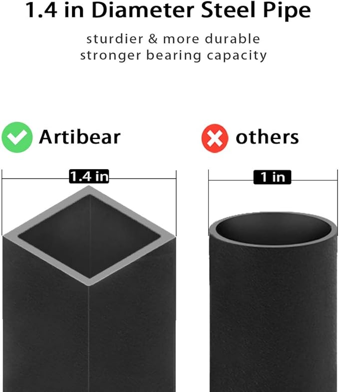 Artibear 4ft Outdoor Firewood Rack, Upgraded Adjustable Heavy Duty Logs Stand Stacker Holder for Fireplace - Metal Lumber Storage Carrier Organizer, Bright Black