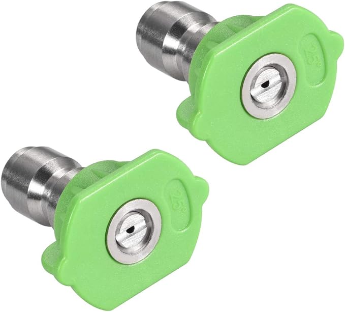 uxcell Pressure Washer Spray Nozzle Tips, 1/4" Stainless Steel Flat Fan, 2 Pcs (25 Degree, 1.2mm Orifice Diameter)