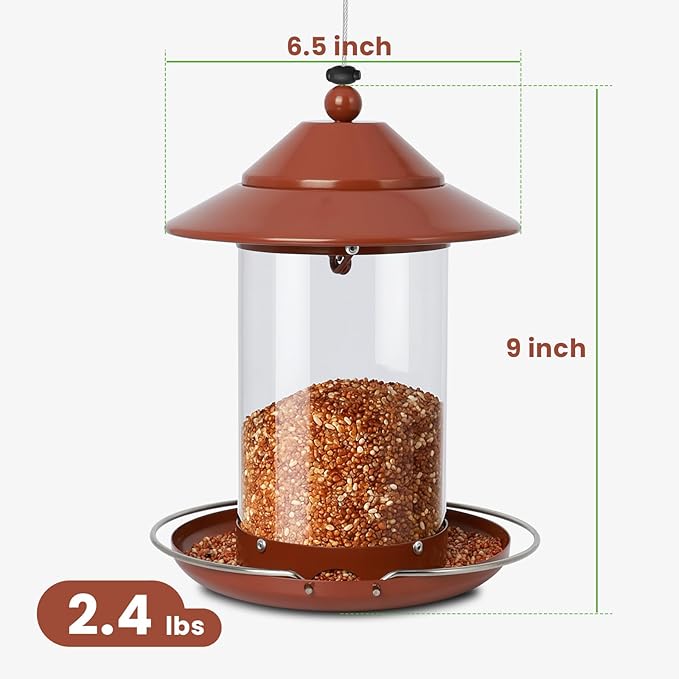Metal Bird Feeder for Outdoors – 2.4LB Hanging Bird Feeder with 360-degree, Weatherproof & Rust-Resistant, Easy to Fill & Clean for Wild Bird Feeders in Backyard & Garden(2pcs)
