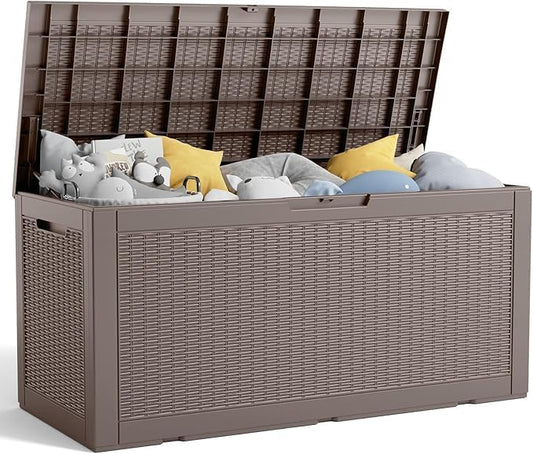 Vixzen 100 Gallon Waterproof Deck Box โ Outdoor Storage Organizer for Patio & Garden,Grey