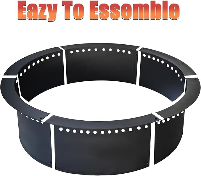 SoulMate Outdoor 48-Inch Outer/42-Inch Inner Fire Pit Ring Smokeless,Duty Solid Metal Steel Round Firepit Rim Insert for DIY Fire Pits, Outdoor Above or In-Ground, Camping Garden Patio Backyard.