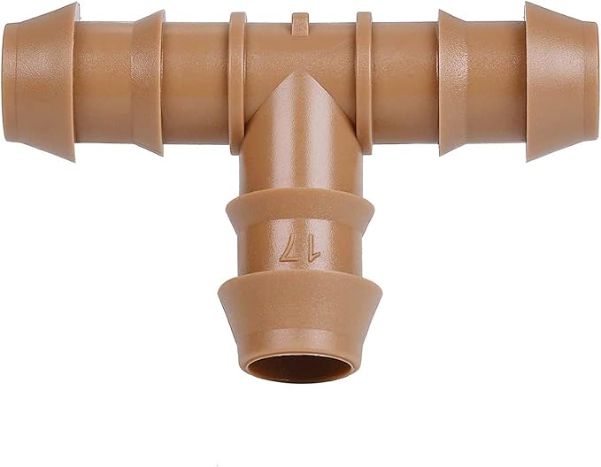 20-Pack Drip Irrigation Barbed Tee Fittings, Fits of 1/2”, 17mm .600” ID Drip Tubing