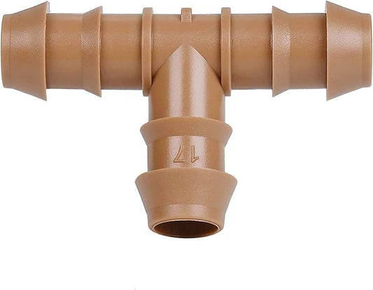 20-Pack Drip Irrigation Barbed Tee Fittings, Fits of 1/2”, 17mm .600” ID Drip Tubing