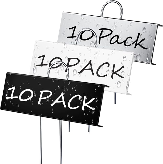 30 Pack Metal Plant Labels - 10 Pack White, 10 Pack Black, 10 Pack Silver for Outdoor Garden Waterproof Plant Markers,Labels Garden Markers for Seedlings Herbs Greenhouse with White& Black Pen