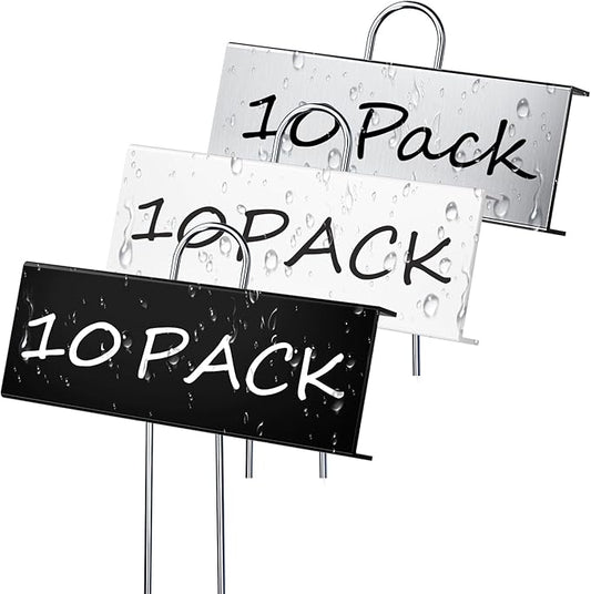 30 Pack Metal Plant Labels - 10 Pack White, 10 Pack Black, 10 Pack Silver for Outdoor Garden Waterproof Plant Markers,Labels Garden Markers for Seedlings Herbs Greenhouse with White& Black Pen