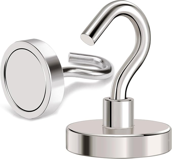 MIKEDE Magnetic Hooks Heavy Duty,110LB+ Strong Magnet with Hook, Super Neodymium Cruise Hooks, Locker Organizer Industrial Hooks for Hanging, Magnetic Hanger for Cruise, Grill - 8 Pack