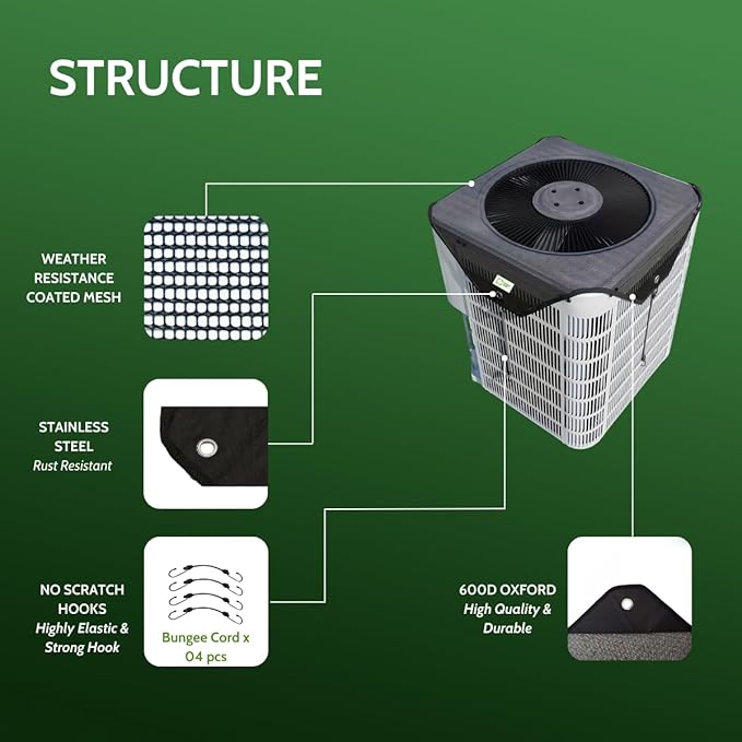 Air Conditioner Cover Universal 32x32, Central HVAC Screen, Outside Unit Shade, Heat Pump Mesh Protector, Full Leaf Guard, Round Compressor Net Defender for AC Outdoor Conditioners