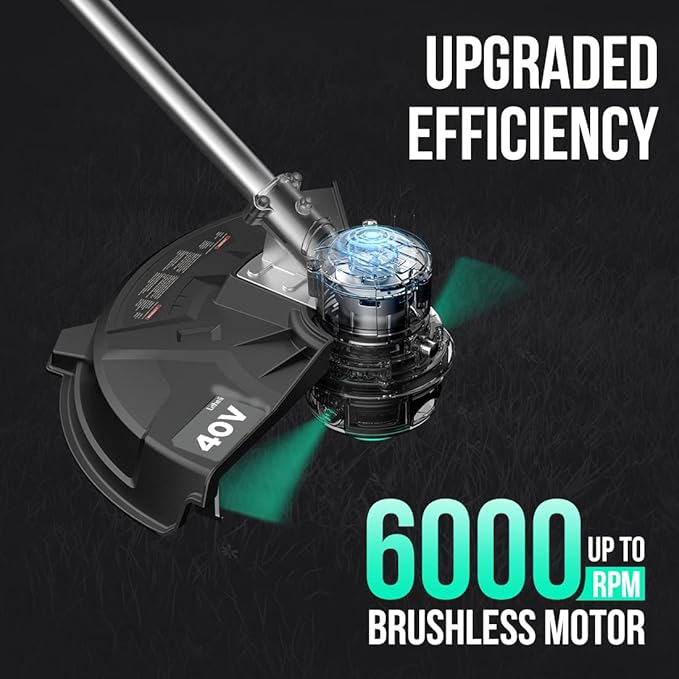 Litheli 40V Cordless String Trimmer Brushless Motor 14", Battery Powered 2 IN 1 Grass Trimmer and Brush Cutter, 2.0Ah Battery & Charger, Dual Line Bump Feed for Lawn Trimming, Brush Cutting, Lawn Care