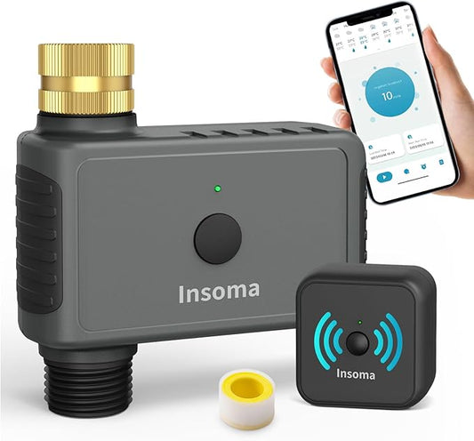 WiFi Water Timer Brass Inlet, 2.4GHz Smart Sprinkler Timers, 1 Zone Hose Timer with WiFi Hub, Voice/App Control with Alexa & Google Assistant, Auto/Manual Watering, Rain Delay, for Garden, Yard, Lawn