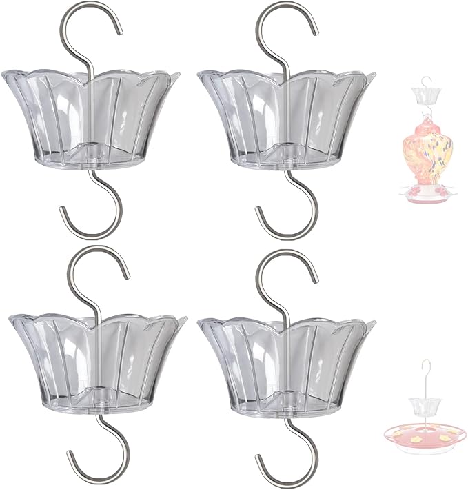 Ant Moat for Hummingbird Feeder - 3 OZ x 4 Pack Clear Insect Guard with Large Capacity