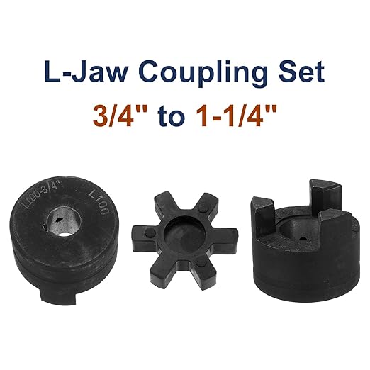 uxcell 3/4" to 1-1/4" L100 Flexible 3-Piece L-Jaw Coupling Coupler Set & Buna-N NBR Rubber Spider for Log Splitter Hybrid Equipment