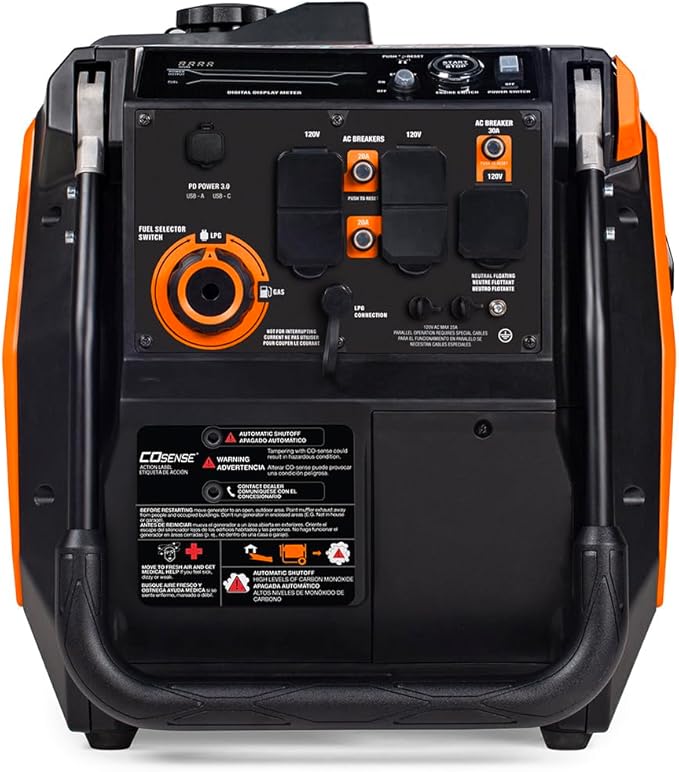 Generac 3,800-Watt Dual-Fuel Portable Inverter Generator - Gas and Propane Compatible - Quiet Operation - Clean, Stable Power - Great for Home Backup, Camping, and RV Use
