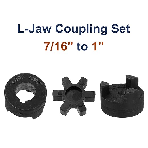 uxcell 7/16" to 1" L090 Flexible 3-Piece L-Jaw Coupling Coupler Set & Buna-N NBR Rubber Spider for Log Splitter Hybrid Equipment
