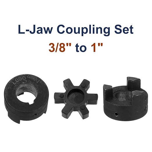 uxcell 3/8" to 1" L090 Flexible 3-Piece L-Jaw Coupling Coupler Set & Buna-N NBR Rubber Spider for Log Splitter Hybrid Equipment