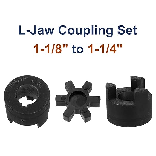 uxcell 1-1/8" to 1-1/4" L100 Flexible 3-Piece L-Jaw Coupling Coupler Set & Buna-N NBR Rubber Spider for Log Splitter Hybrid Equipment
