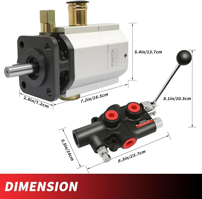 RYFT Wood Log Splitter Pump 16GPM, HI/LO gear pump, 2 stage Hydraulic Gear Pump with 25GPM Auto Control Detent Valve 1/2" Work Port, 1/8" Keyed Shaft Hydraulic Pump, for Log Splitters