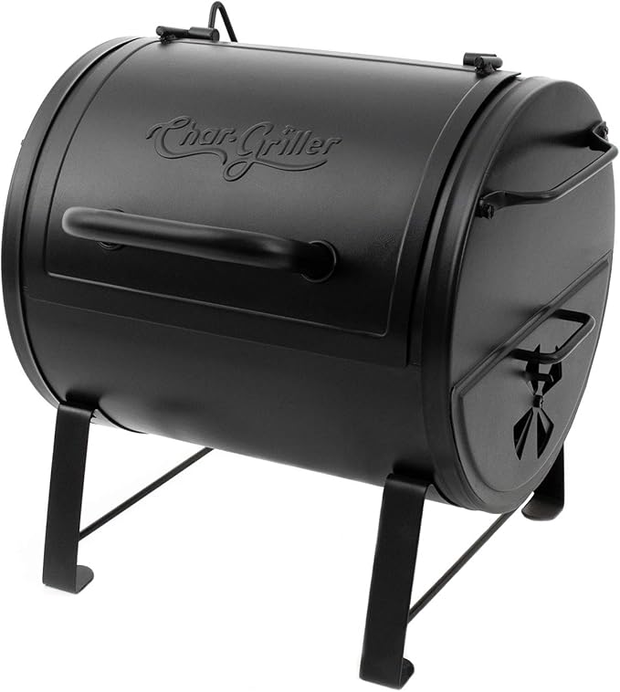 Char-Griller E5030 Dual Function 2-Burner Gas & Charcoal Grill, Black & E82424 Smoker Side Fire Box Portable Charcoal Grill, Black