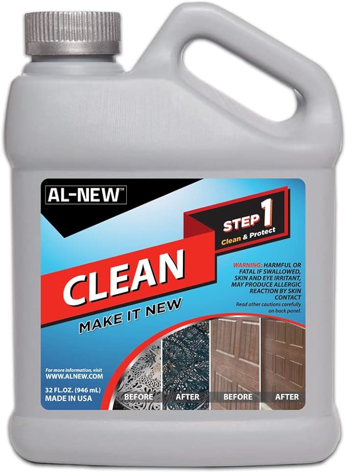 AL-NEW STEP 1 CLEAN | Cleaning Solution for Outdoor Patio Furniture, Garage Doors, Window Frames, Exterior Lights & Fencing (32 Ounce)