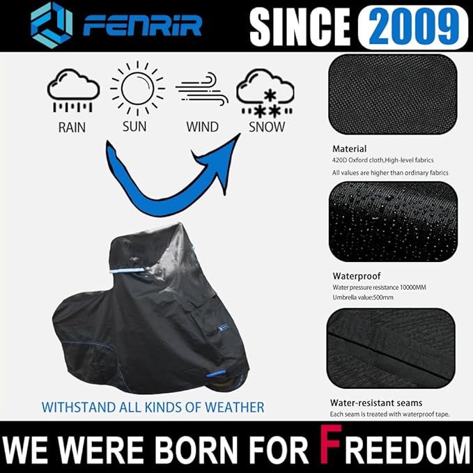 Fenrir 170CM Minimoto Motorcycle Cover Waterproof Outdoor Storage All Season Protection Compatible with Honda Grom Navi Monkey DAX125 MSX125 Kawasaki Z125 Benelli TNT135 CFMOTO Papio Ohvale GP-0 GP-2