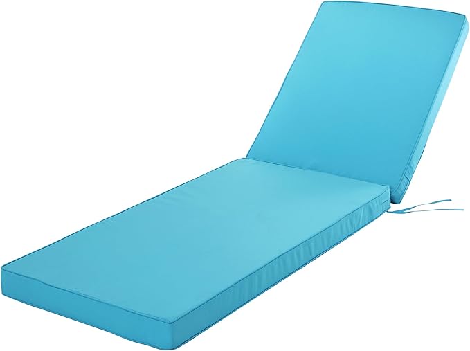 Chaise Lounge Cushion for Outdoor Furniture, Waterproof Fade and Tear Resistant Lounge Deck Chair Cushions for Patio Lawn Pool Resort Hotel, 72x21x3 Inch, Teal