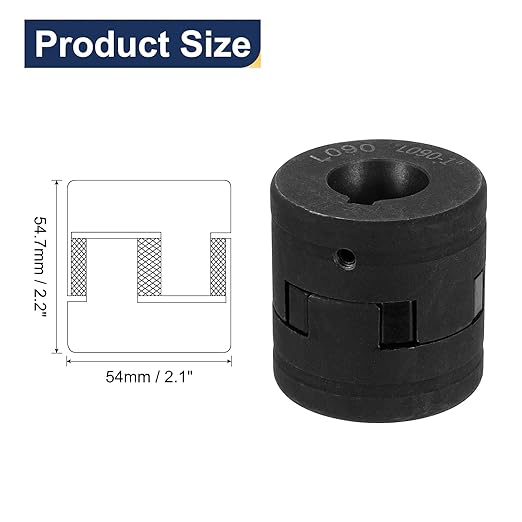 uxcell 7/16" to 1" L090 Flexible 3-Piece L-Jaw Coupling Coupler Set & Buna-N NBR Rubber Spider for Log Splitter Hybrid Equipment