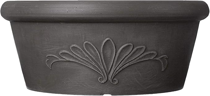 Arcadia Garden Products PSW TA20DC Plastic/Stone/Wood Composite Bulb Pan – No Drainage Hole (Drillable), 8"x3", Dark Charcoal
