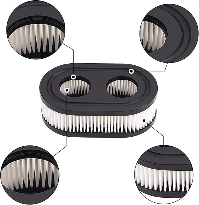 593260 Air Filter with Spark Plug for Lawn Mower, Air Filter Set for 500EX 550E 625EX 725EXi, Replacement Parts for TB110 TB115 TB200 TB230 TB330 TB370 Lawn Mower Engines (2 Air Filter, 2 Spark Plug)