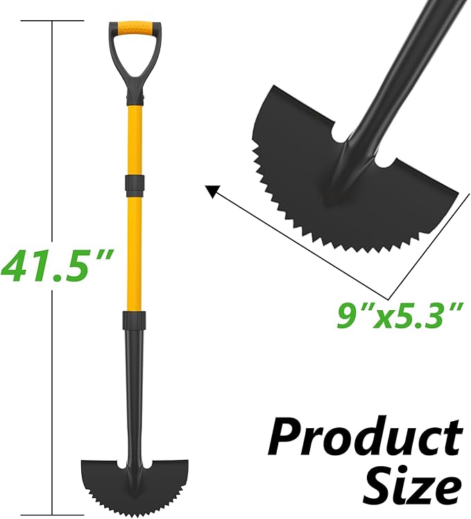 COSITA Edger Lawn Tool, 41-inch Manual Lawn Edger for Grass, Half Moon Hand Edger Tool with D-Grip, Metal Saw Tooth Garden Edger with Long Handle for Sidewalk, Yard