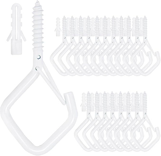 20PCS Eye Screw Hooks for Hanging Heavy Duty with Safety Buckle.Metal Ceiling Hooks for Hanging Plants,Cup,Wind Chime,Bird Feeders,String Lights at Indoor&Outdoor,2.36 Inch๏ผNo Drill Bit