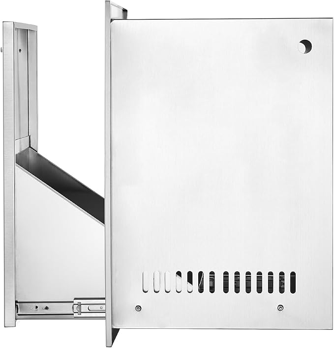 VEVOR Outdoor Kitchen Trash Drawer 16Wx22Hx16 D, Propane Tank Drawer, Stainless Steel Pull Out Trash Drawer with Handle, Outdoor Kitchen Cabinets Trash Can Pull Out, Outdoor BBQ Island Trash Bin