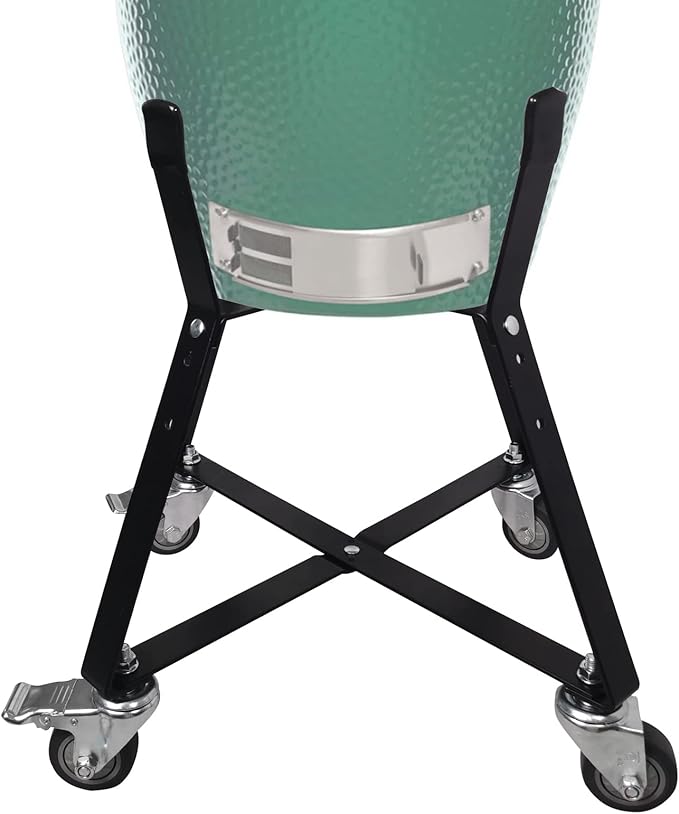 Small Big Green Egg Nest, Grill Stand for Big Green Egg Accessories, Rolling Nest with Heavy Duty Locking Caster Wheels Powder Coated Steel for BGE Smoker Kamado Joe Accessories