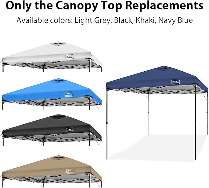 KAMPKEEPER Replacement Top Pop Up Canopy Tent Cover Roof with Air Vent and Adjustable Elastic Strap, Polyester UV Waterproof for Outdoor Garden Patio Sun Shade(Top Only) (Navy Blue, 10x10FT)