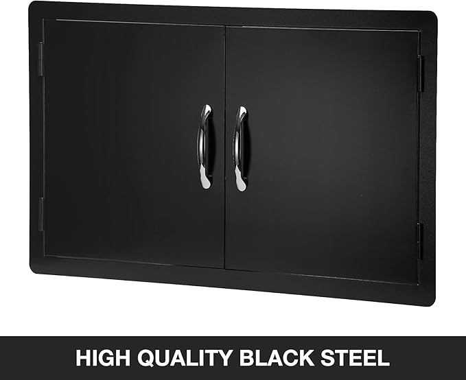Stanbroil Outdoor Kitchen Doors 36W x 21H Inch BBQ Access Door - Wall Construction Vertical Double Door Flush Mount for Outdoor Kitchen Grilling Station or Commercial BBQ Island - Black