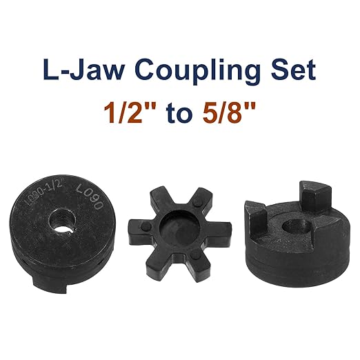 uxcell 1/2" to 5/8" L090 Flexible 3-Piece L-Jaw Coupling Coupler Set & Buna-N NBR Rubber Spider for Log Splitter Hybrid Equipment