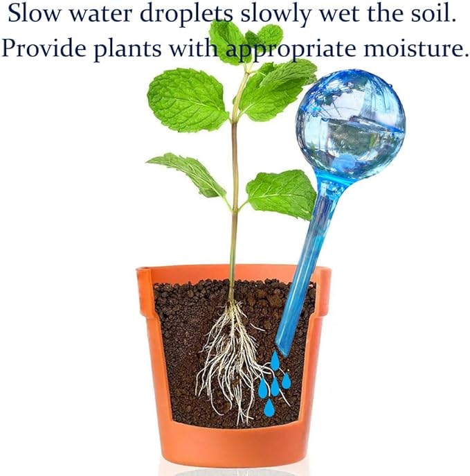 MOONSOUND Small Plant Watering Globes, 6pcs Plastic Plant Watering Devices, Plant Waterer Self Watering Bulbs for Indoor Outdoor Plants