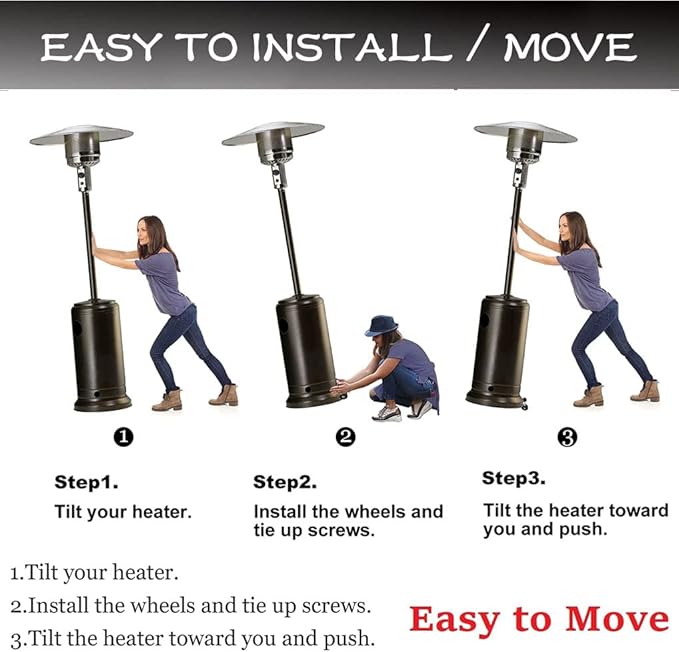Universal Patio Heater Wheel Kit-Easy to Move/Install-Gas Patio Heater Replacement Universal Movable Wheel, Patio Heater Parts Outdoor Umbrella Gas Heater Wheel