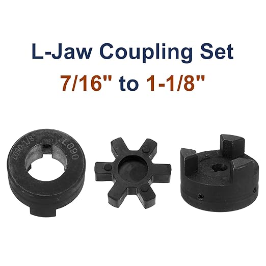 uxcell 7/16" to 1-1/8" L090 Flexible 3-Piece L-Jaw Coupling Coupler Set & Buna-N NBR Rubber Spider for Log Splitter Hybrid Equipment